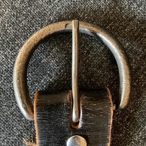 Studded Leather Belt with Hammered Metal Buckle Small-Medium - Picture 3 of 6